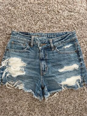 American Eagle Outfitters Distressed Light Blue Denim Shorts